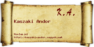 Kaszaki Andor névjegykártya