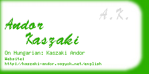 andor kaszaki business card